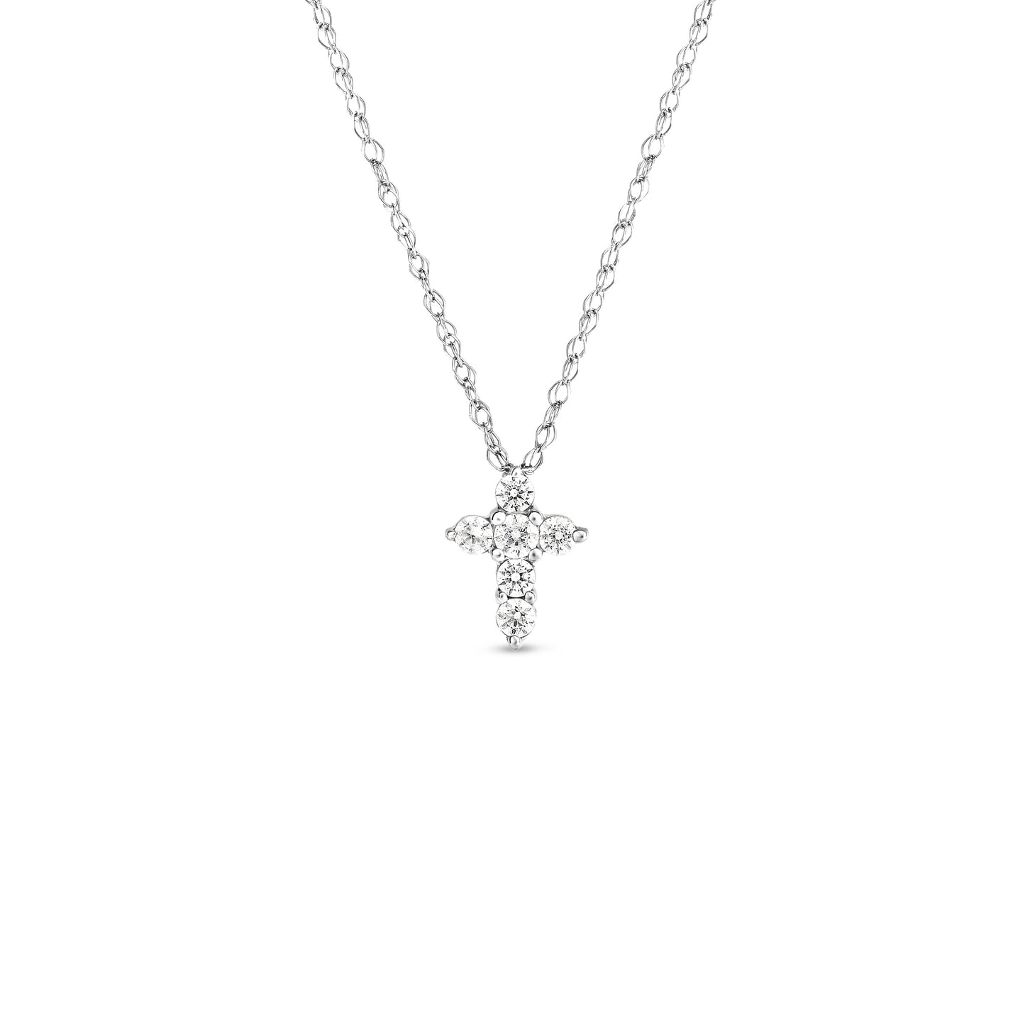 1/10 ct. tw. 6-Stone Diamond Cross Pendant in 10K White Gold