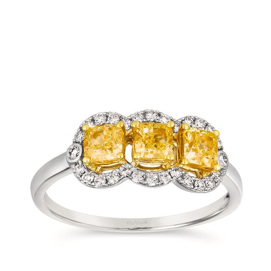Le Vian Couture 1-1/10 ct. tw. Cushion Sunny Yellow & Vanilla Diamond Ring in Platinum & 14K Honey Gold