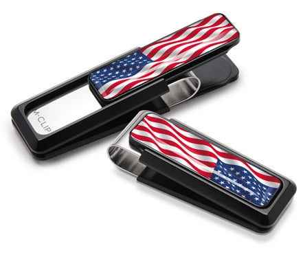 M-Clip Black With US Flag Money Clip UV2