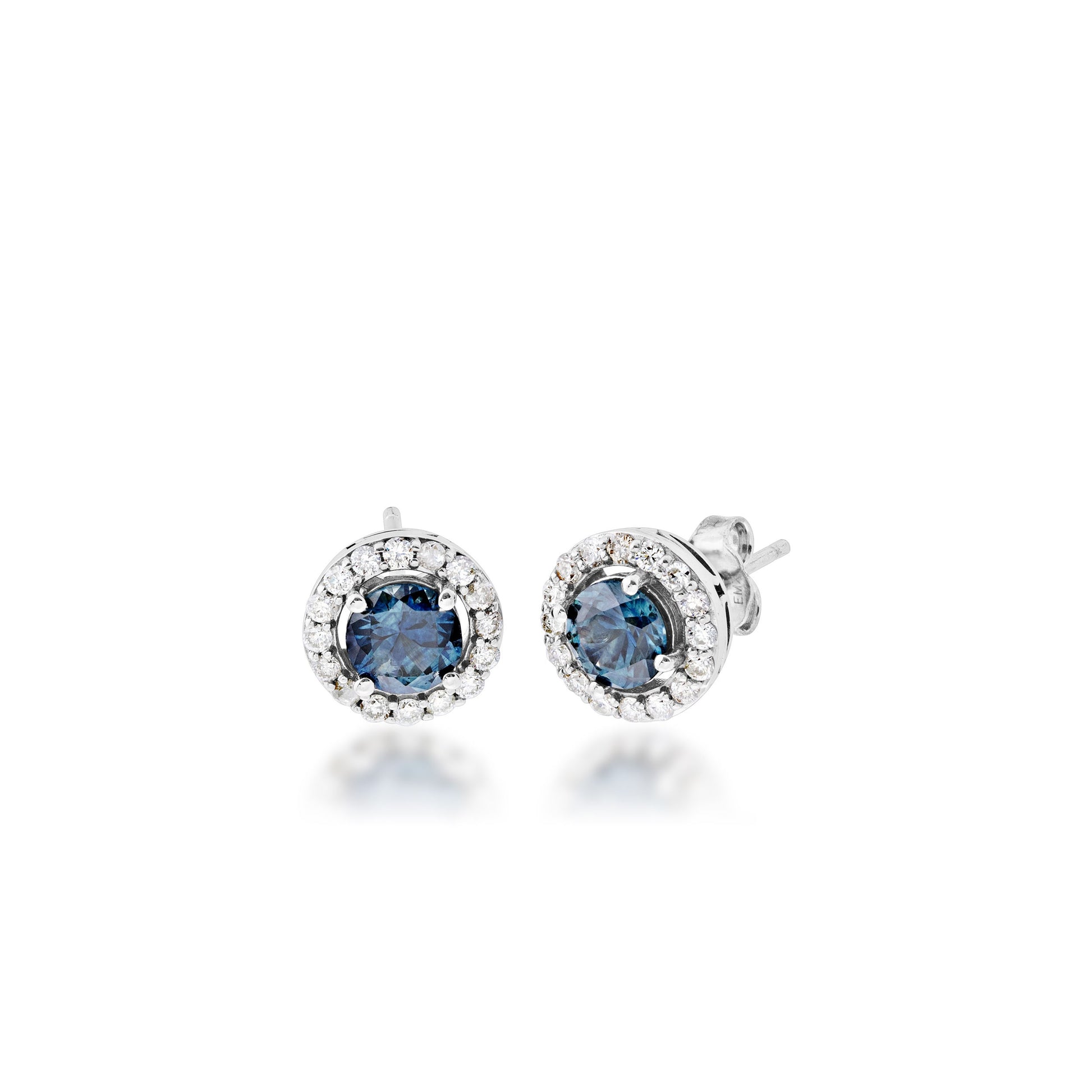 Montana Sapphire and 1/3 ct. tw. Diamond Halo Earrings in 14K White Gold