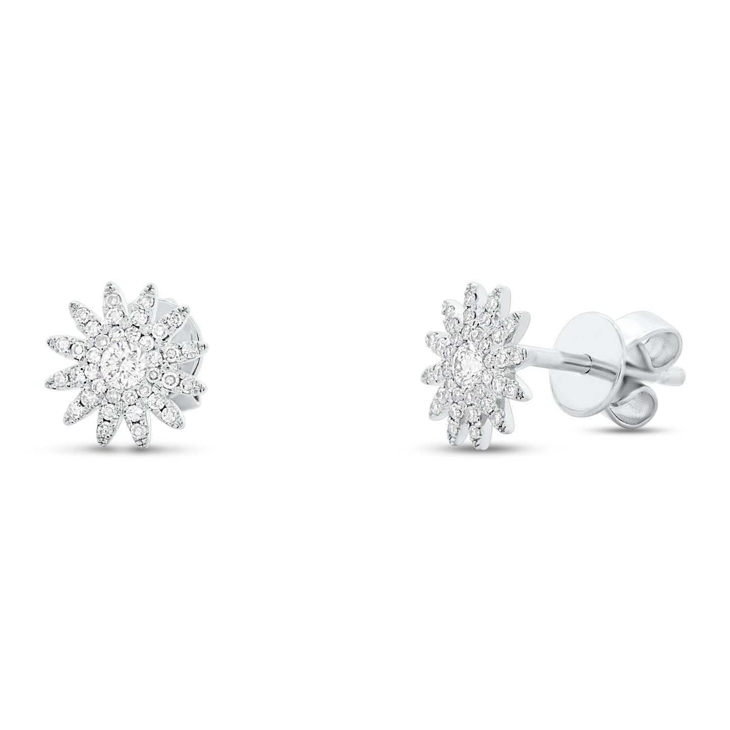 Shy Creation 1/4 ct. tw. Diamond PavÃƒÂ© Style Starburst Fashion Earrings in 14K White Gold