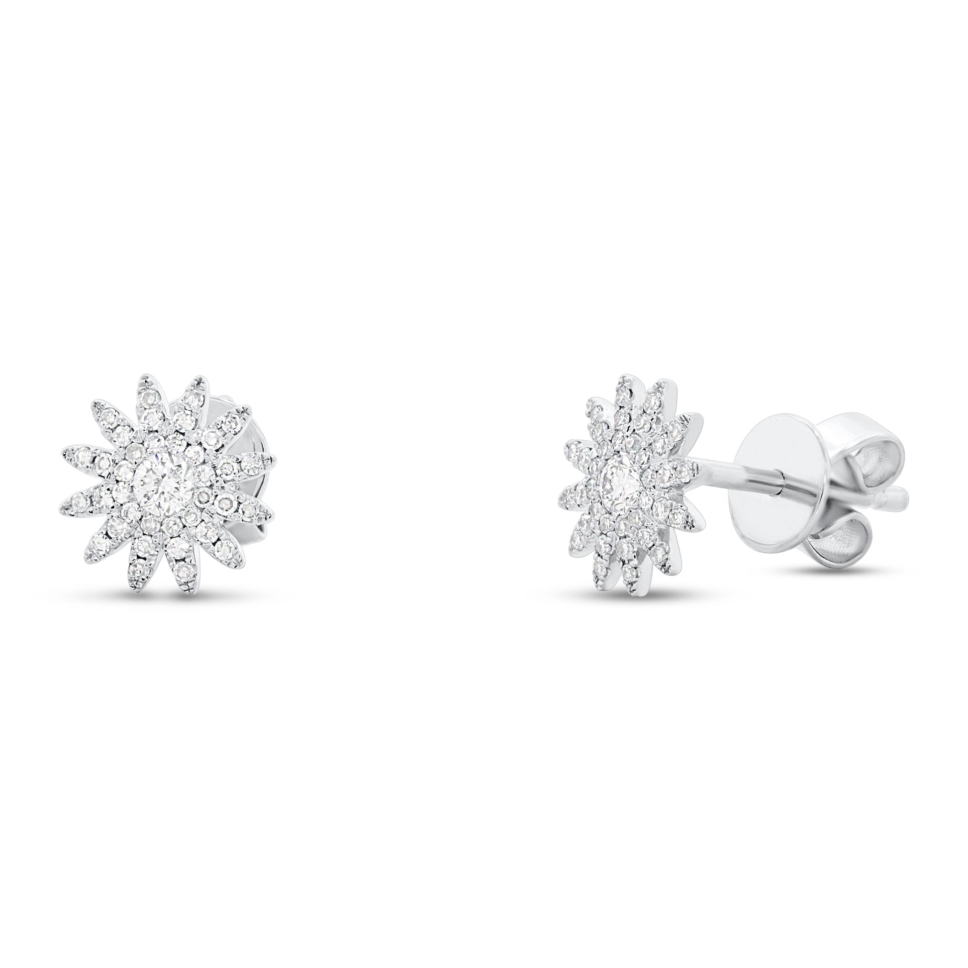 Shy Creation 1/4 ct. tw. Diamond PavÃƒÂ© Style Starburst Fashion Earrings in 14K White Gold