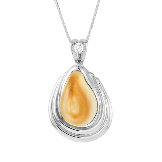 Ladies' Elk Ivory 1/10 ct. tw. Round Diamond Bale Accented Necklace in 14K White Gold - I420081DW Aspen