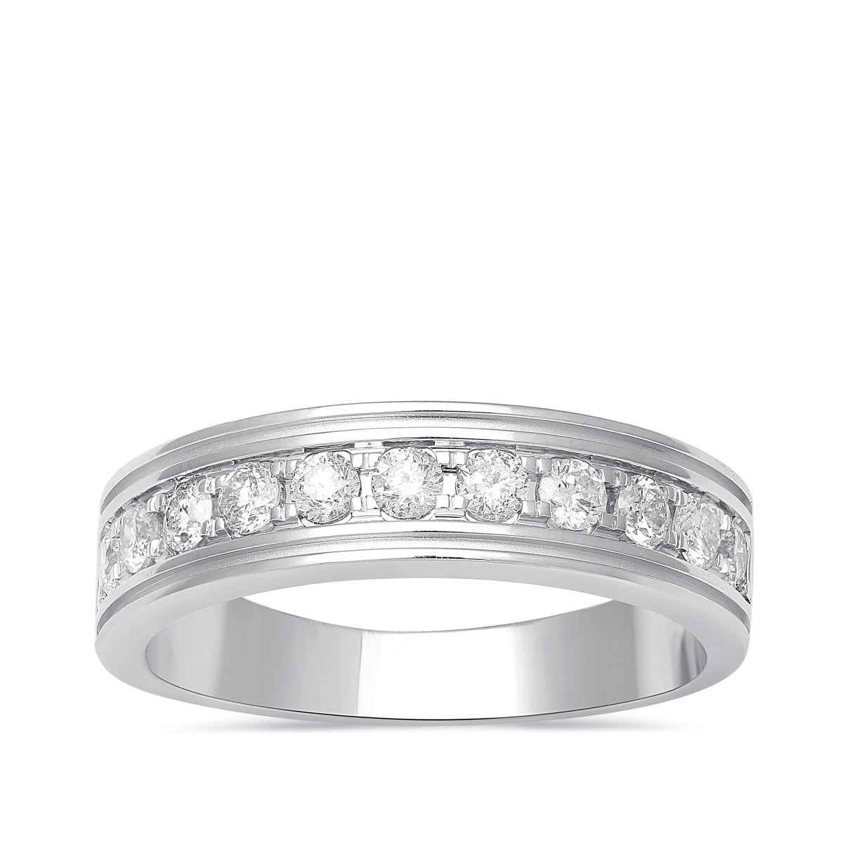 Adamante Men's 3/4 ct. tw. Lab-Grown Wedding Band in 10K White Gold