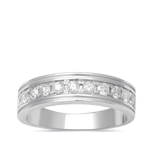 Adamante Men's 3/4 ct. tw. Lab-Grown Wedding Band in 10K White Gold