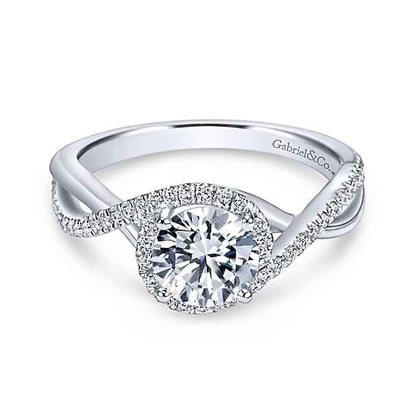 Gabriel & Co. 1/4 ct. tw. Diamond Pave Twist Halo Semi-Mount Engagement Ring in 14K White Gold