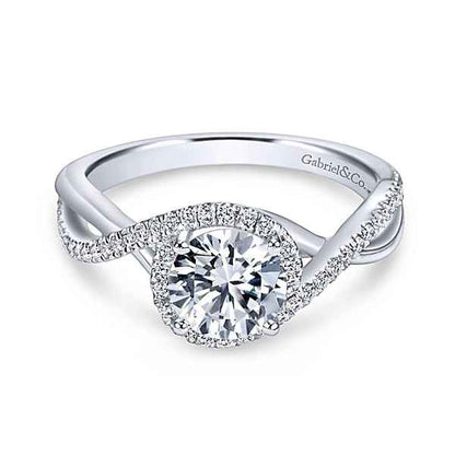 Gabriel & Co. 1/4 ct. tw. Diamond Pave Twist Halo Semi-Mount Engagement Ring in 14K White Gold