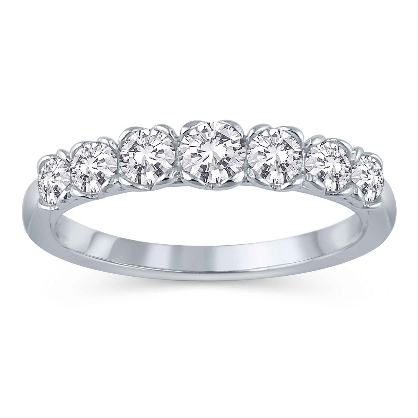 3/4 ct. tw. Round 7-Stone Diamond Anniversary Wedding Band in 14K White Gold