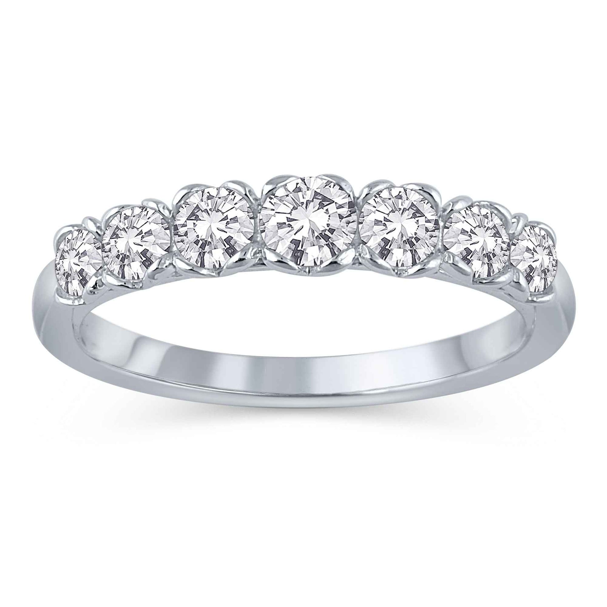 3/4 ct. tw. Round 7-Stone Diamond Anniversary Wedding Band in 14K White Gold