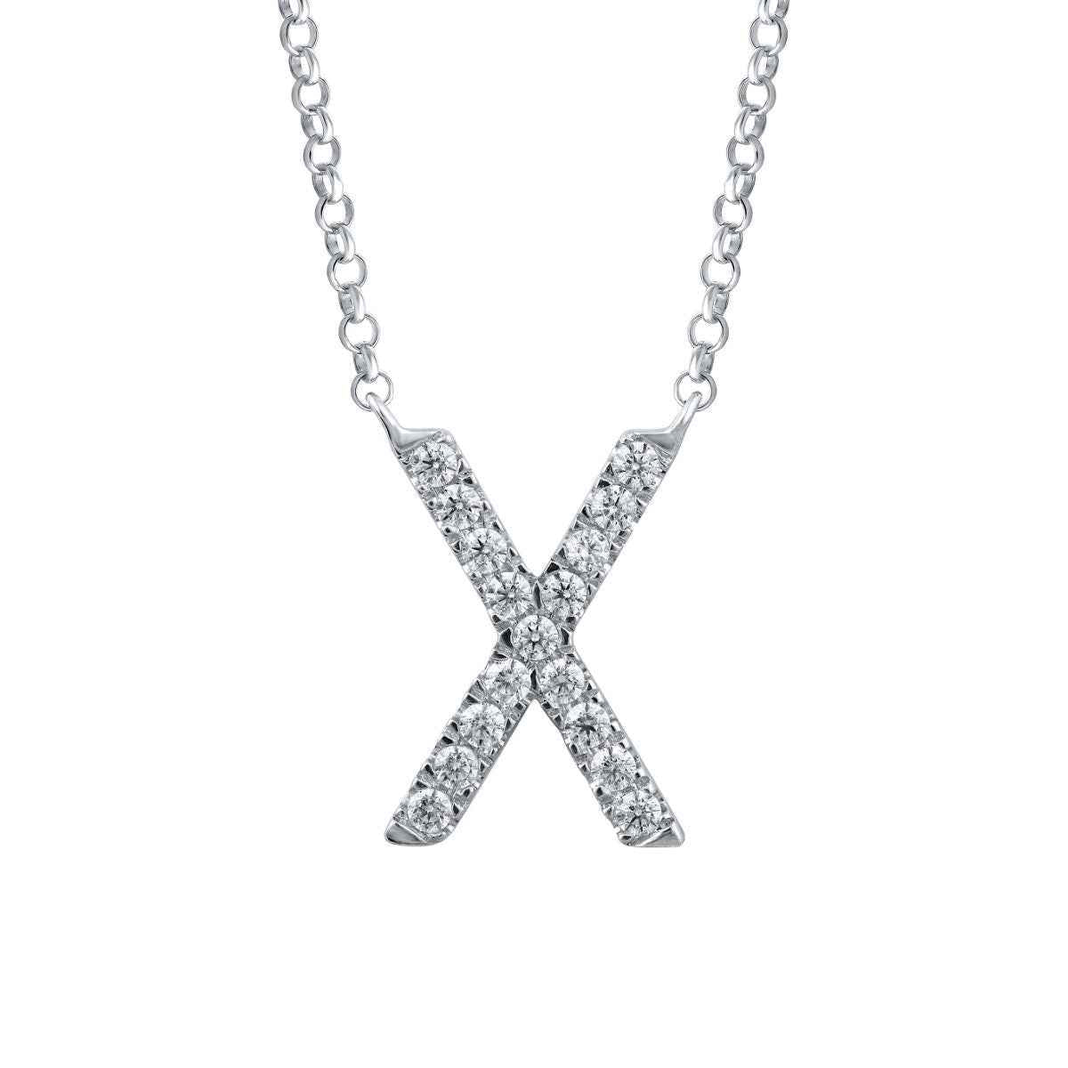 1/10 ct. tw. Diamond Letter X 10mm Pendant in 10K White Gold