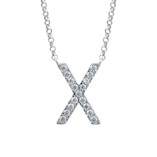 1/10 ct. tw. Diamond Letter X 10mm Pendant in 10K White Gold