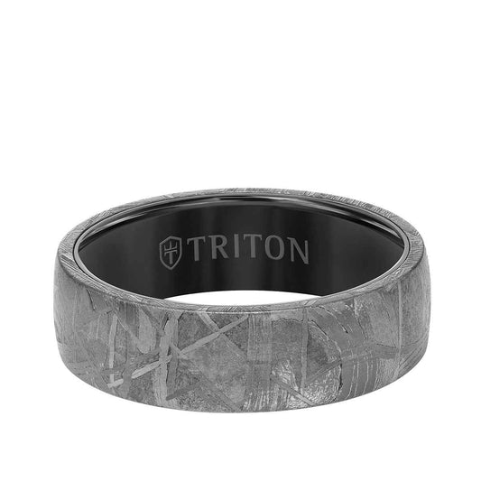 Triton Men's 7mm Tungsten Meteorite Wedding Ring