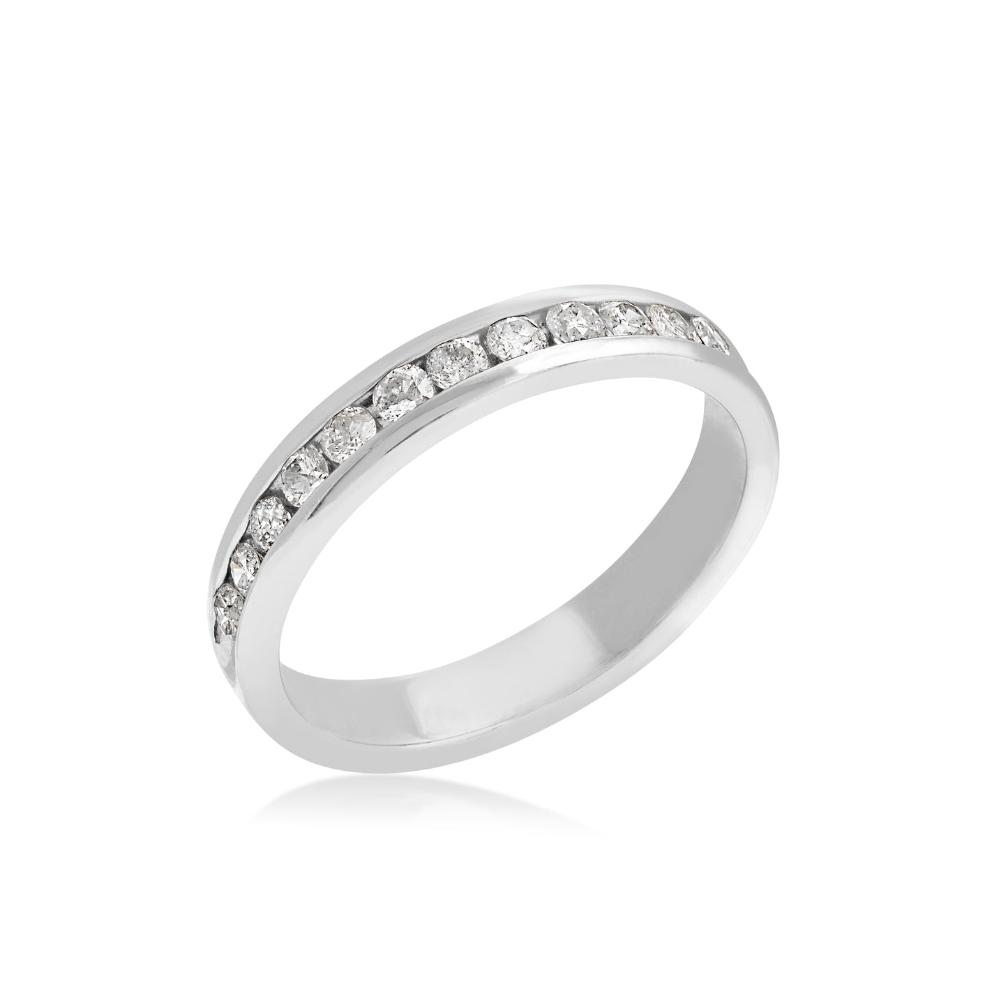 3/4 ct. tw. Round Closed Channel Set Diamond Anniversary Band in 14K White Gold front view