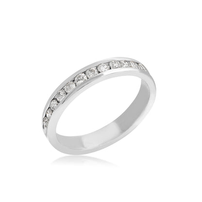 3/4 ct. tw. Round Closed Channel Set Diamond Anniversary Band in 14K White Gold front view