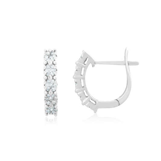 1/4 ct. tw. White Cluster Diamond Fashion Hoop Earrings in 14K White Gold