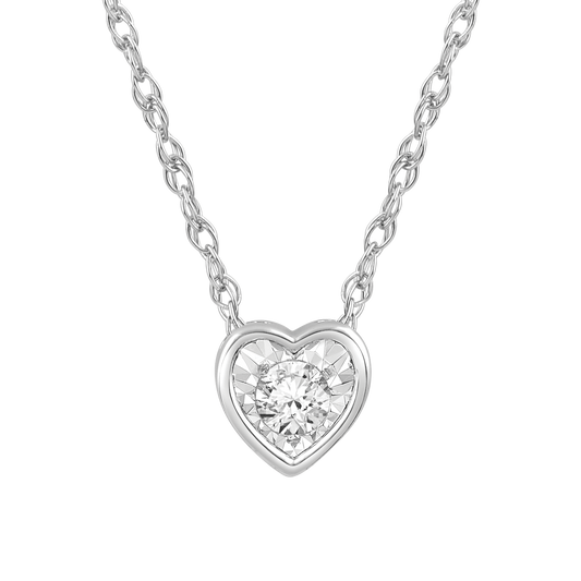 1/10 ct. tw. Diamond Heart Shaped Bezel Pendant in 10K White Gold