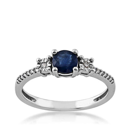 Sapphire and 1/7 ct. tw. Diamond Ring in 10K White Gold
