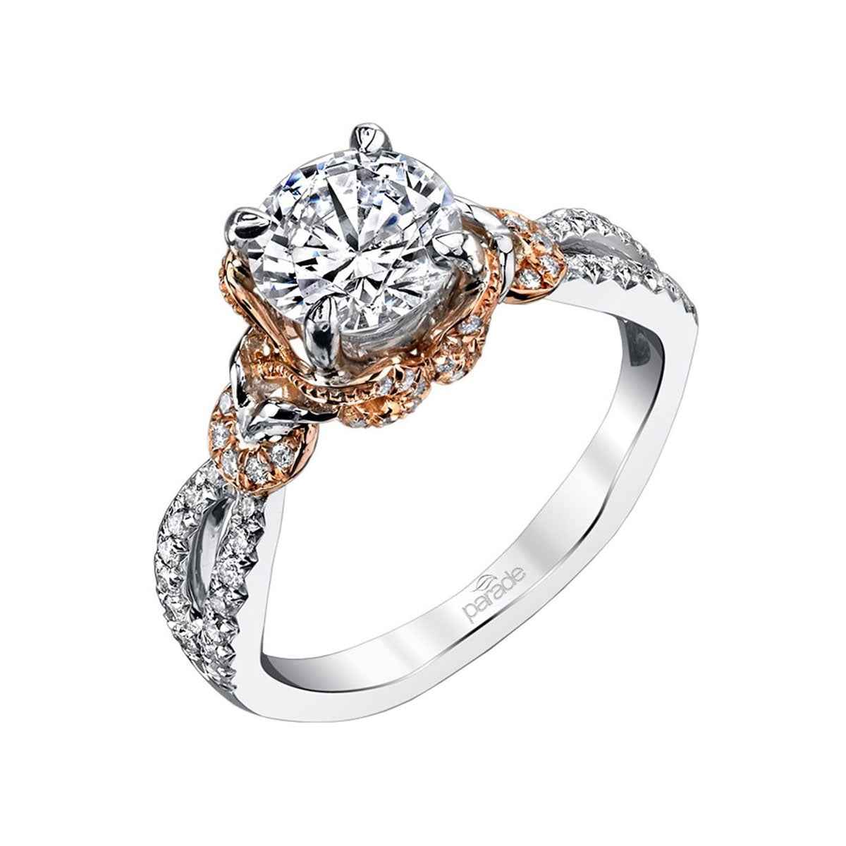Parade 1/4 ct. tw. Diamond Knot Accented Semi-Mount Engagement Ring in 18K Two-Tone White & Pink Gold
