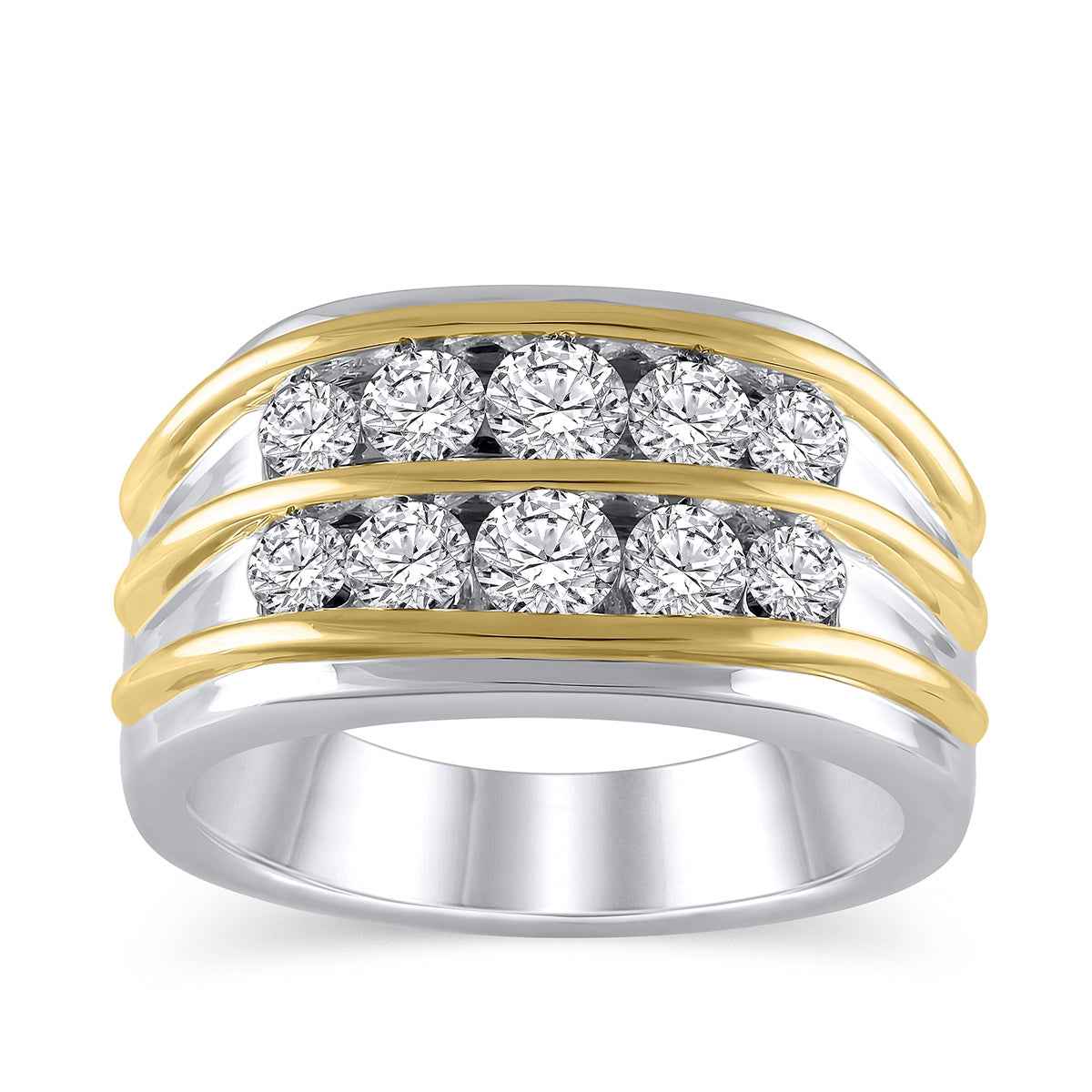 Adamante 1-1/2 ct. tw. Men's Lab-Grown Diamond Ring in 10K White and Yellow Gold