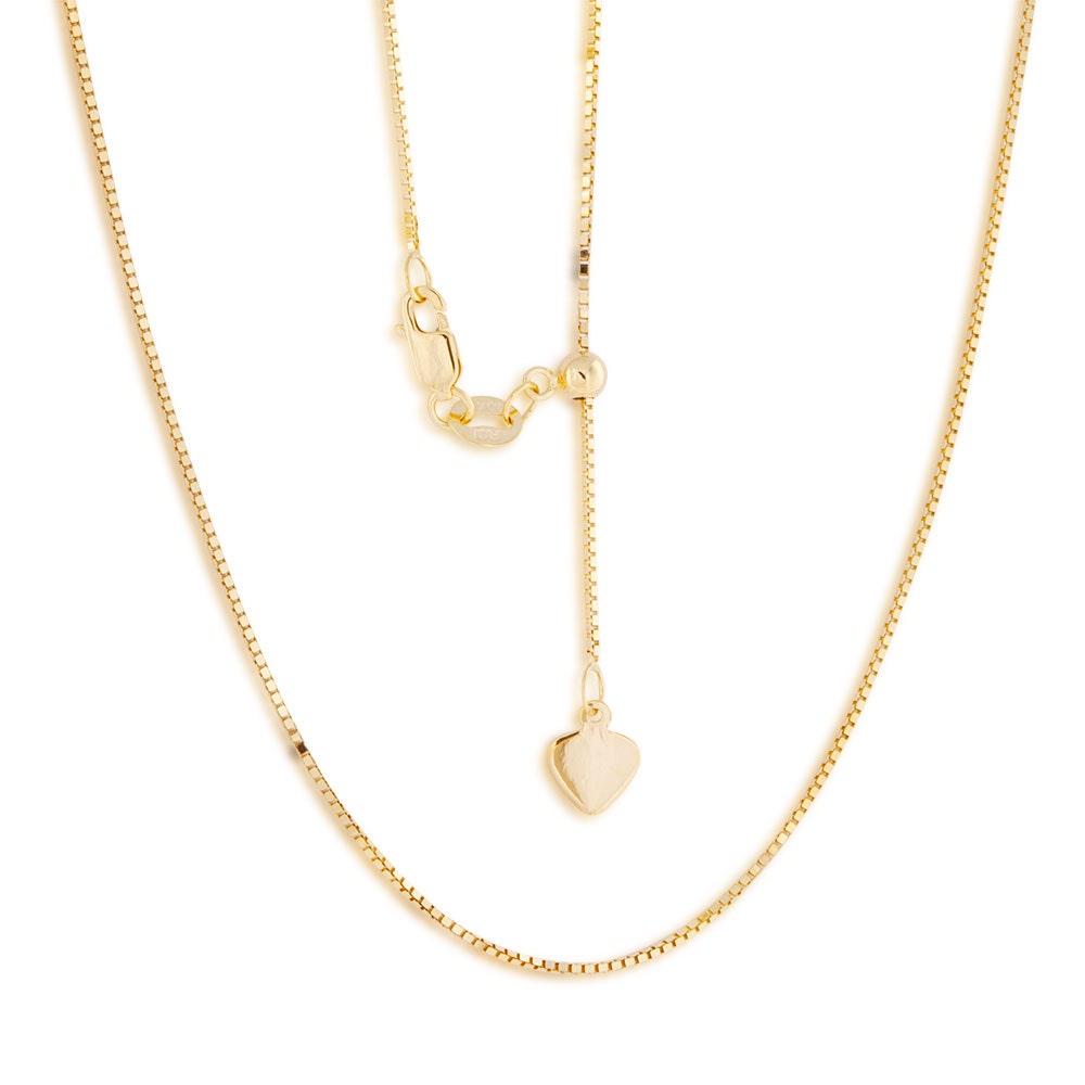 .7mm 22-inch Adjustable Box Chain in 10K Yellow Gold