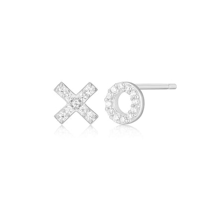 M by Monte Luna 1/10 ct. tw. Lab-Grown Diamond XO Earrings in Rhodium Plated Sterling Silver