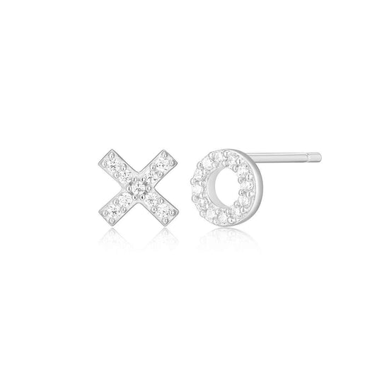 M by Monte Luna 1/10 ct. tw. Lab-Grown Diamond XO Earrings in Rhodium Plated Sterling Silver
