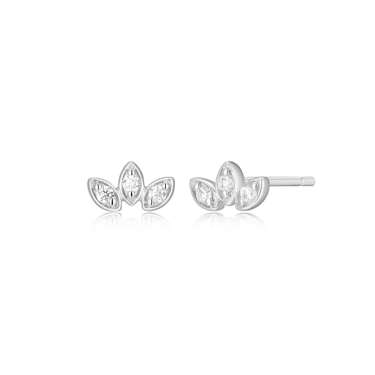 M by Monte Luna Lab-Grown Diamond Accent Triple Marquise Earrings in Rhodium Plated Sterling Silver
