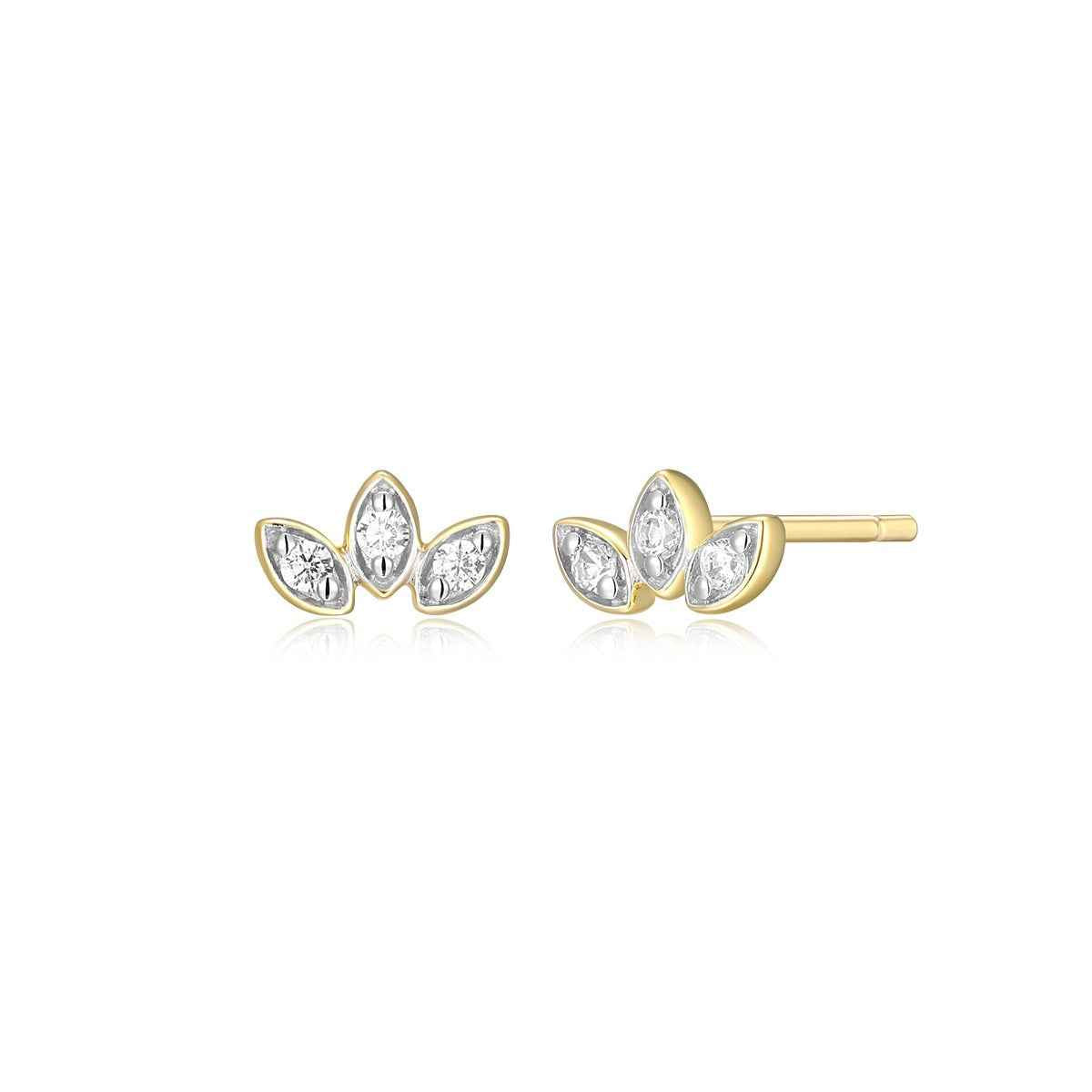 M by Monte Luna Lab-Grown Diamond Accent Triple Marquise Earrings in 14K Yellow Gold Plated Sterling Silver