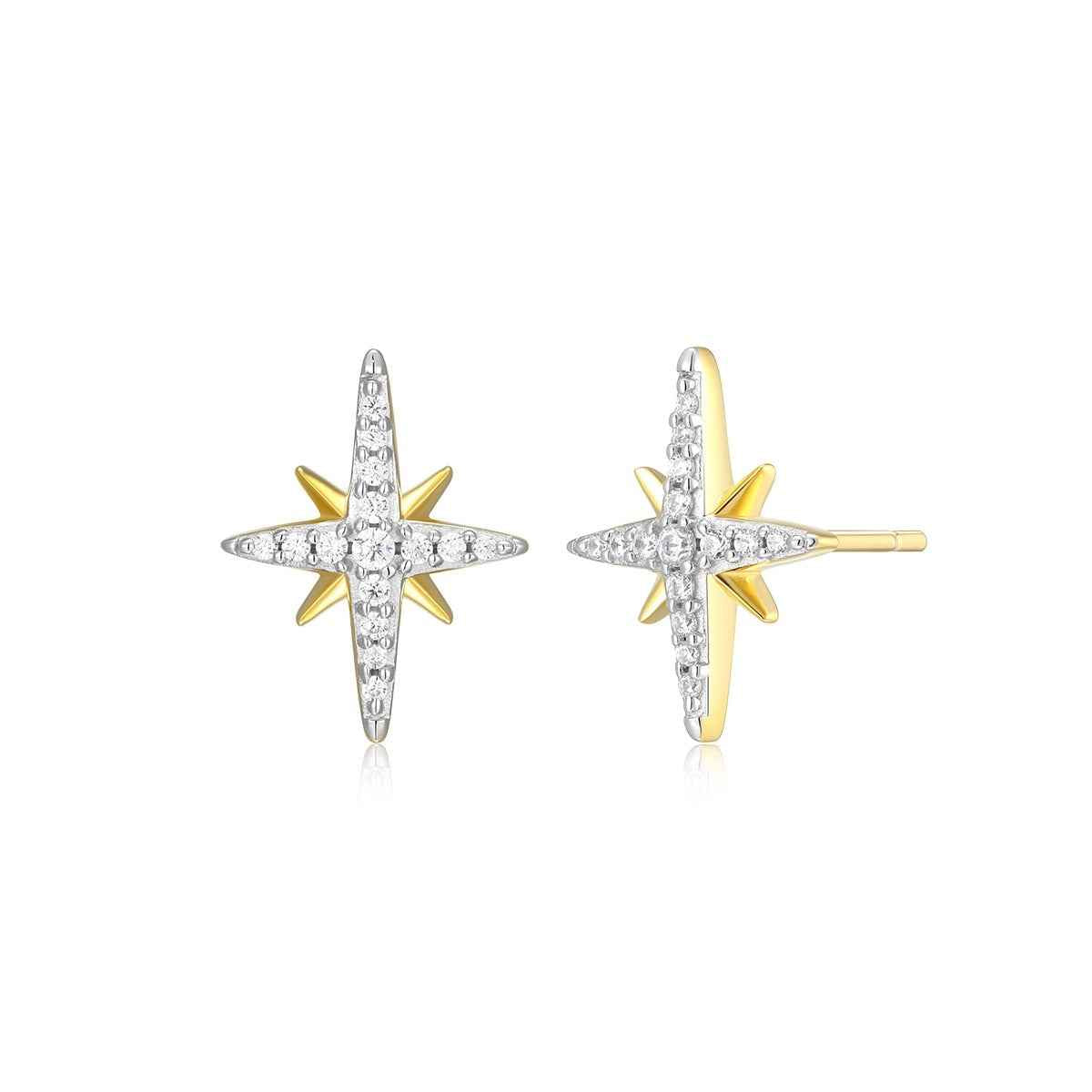 M by Monte Luna 1/8 ct. tw. Lab-Grown Diamond Cardinal Points Earrings in 14K Yellow Gold Plated Sterling Silver