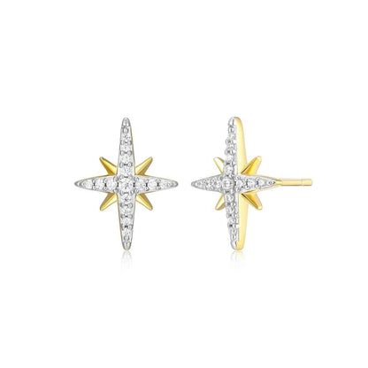 M by Monte Luna 1/8 ct. tw. Lab-Grown Diamond Cardinal Points Earrings in 14K Yellow Gold Plated Sterling Silver