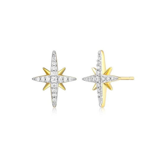 M by Monte Luna 1/8 ct. tw. Lab-Grown Diamond Cardinal Points Earrings in 14K Yellow Gold Plated Sterling Silver