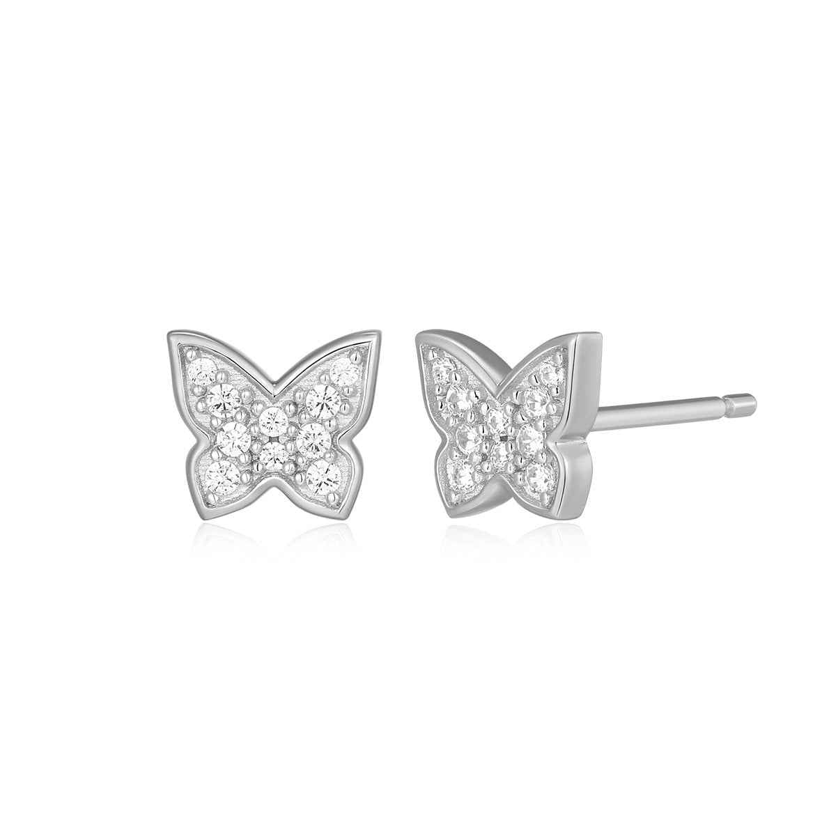 M by Monte Luna 1/10 ct. tw. Lab-Grown Diamond Pave Butterfly Earrings in Rhodium Plated Sterling Silver