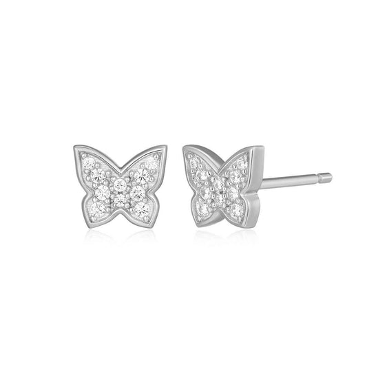 M by Monte Luna 1/10 ct. tw. Lab-Grown Diamond Pave Butterfly Earrings in Rhodium Plated Sterling Silver