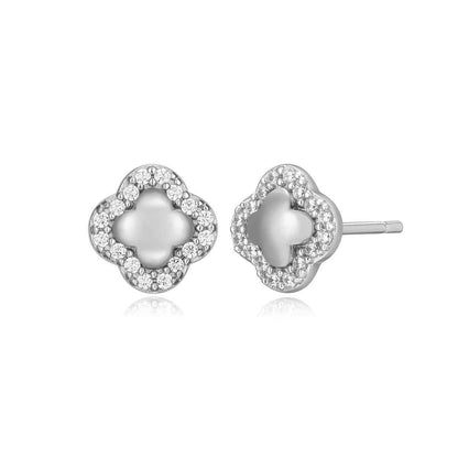 M by Monte Luna 1/10 ct. tw. Lab-Grown Diamond Clover Earrings in Rhodium Plated Sterling Silver