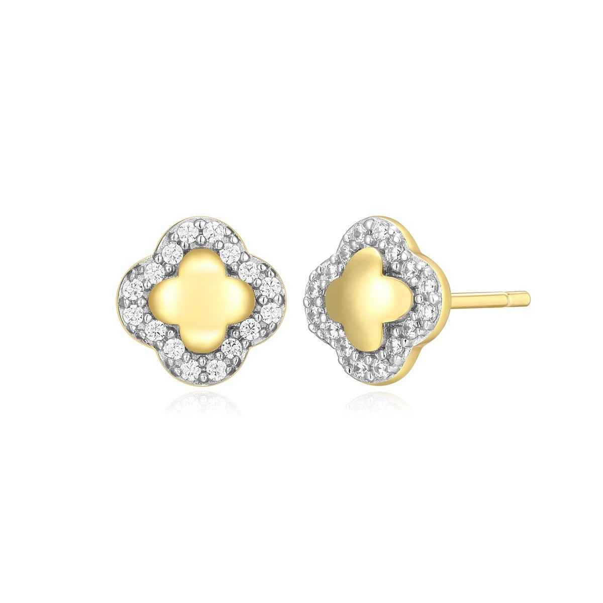 M by Monte Luna 1/10 ct. tw. Lab-Grown Diamond Clover Earrings in 14K Yellow Gold Plated Sterling Silver