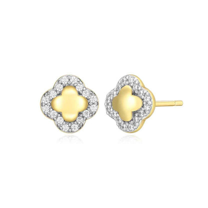 M by Monte Luna 1/10 ct. tw. Lab-Grown Diamond Clover Earrings in 14K Yellow Gold Plated Sterling Silver