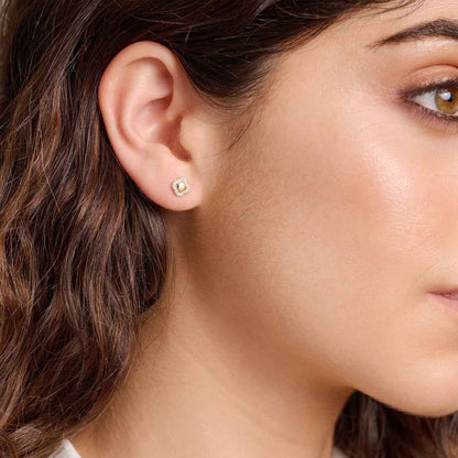 M by Monte Luna 1/10 ct. tw. Lab-Grown Diamond Clover Earrings in 14K Yellow Gold Plated Sterling Silver