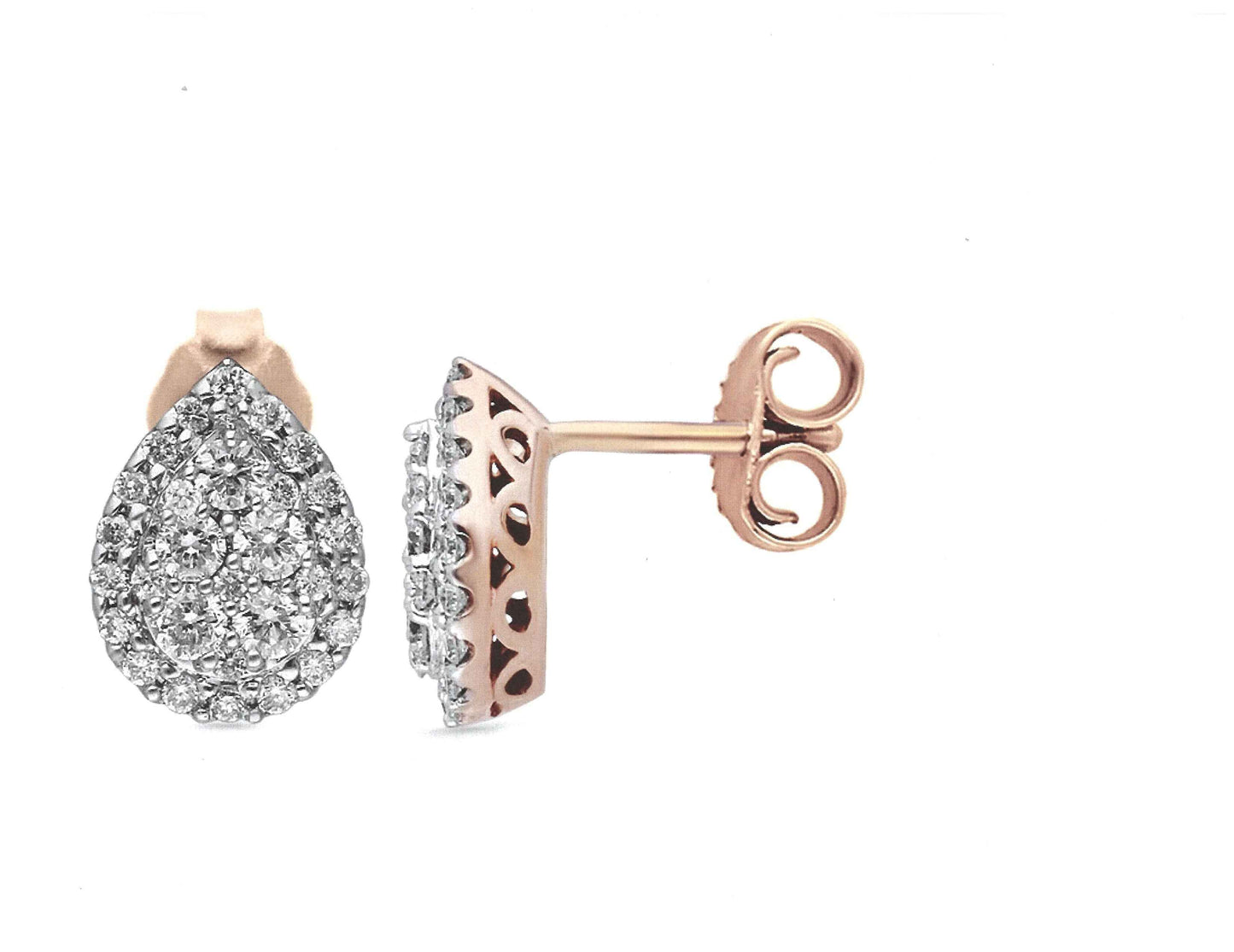 Kallati 1/2 ct. tw. Diamond Pear-Shaped Cluster Earrings in 14K Pink Gold