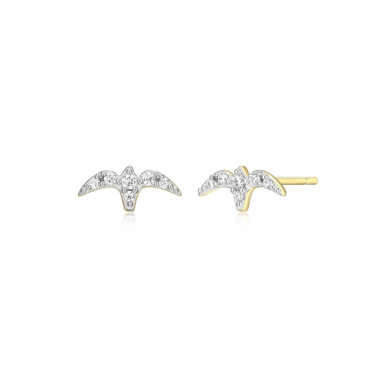 M by Monte Luna 1/15 ct. tw. Lab-Grown Diamond Bird Earrings in 14K Yellow Gold Plated Sterling Silver