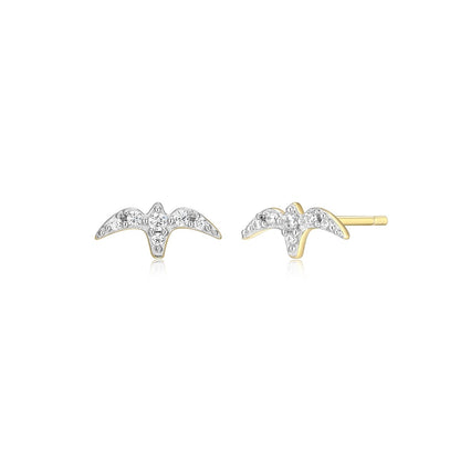 M by Monte Luna 1/15 ct. tw. Lab-Grown Diamond Bird Earrings in 14K Yellow Gold Plated Sterling Silver