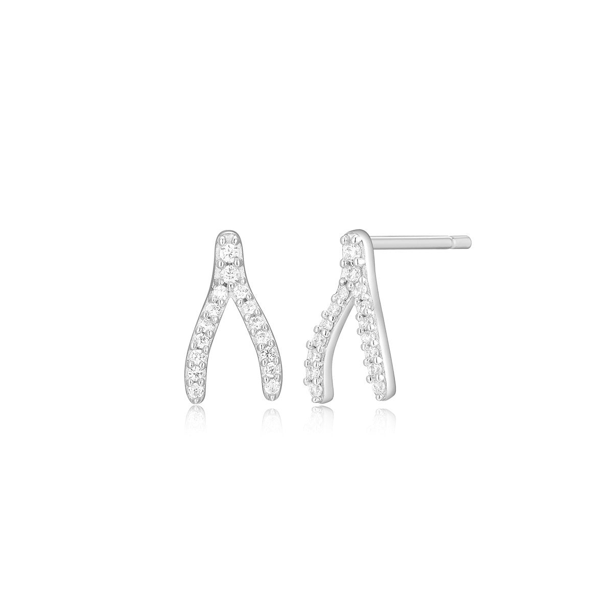 M by Monte Luna 1/10 ct. tw. Lab-Grown Diamond Wishbone Earrings in Rhodium Plated Sterling Silver