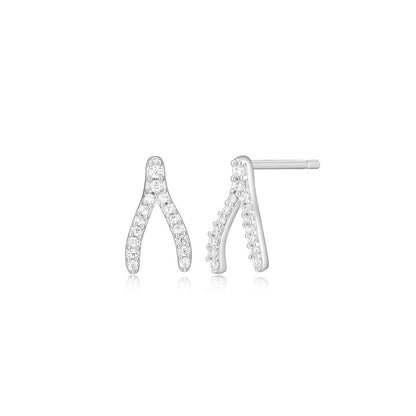 M by Monte Luna 1/10 ct. tw. Lab-Grown Diamond Wishbone Earrings in Rhodium Plated Sterling Silver