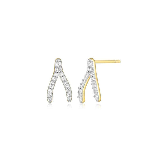 M by Monte Luna 1/10 ct. tw. Lab-Grown Diamond Wishbone Earrings in 14K Yellow Gold Plated Sterling Silver
