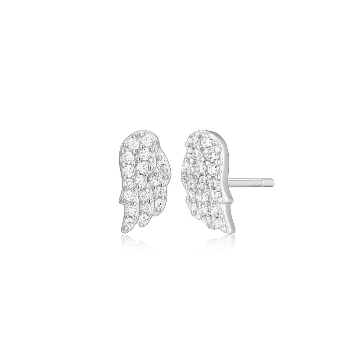 M by Monte Luna 1/8 ct. tw. Lab-Grown Diamond Wing Earrings in Rhodium Plated Sterling Silver