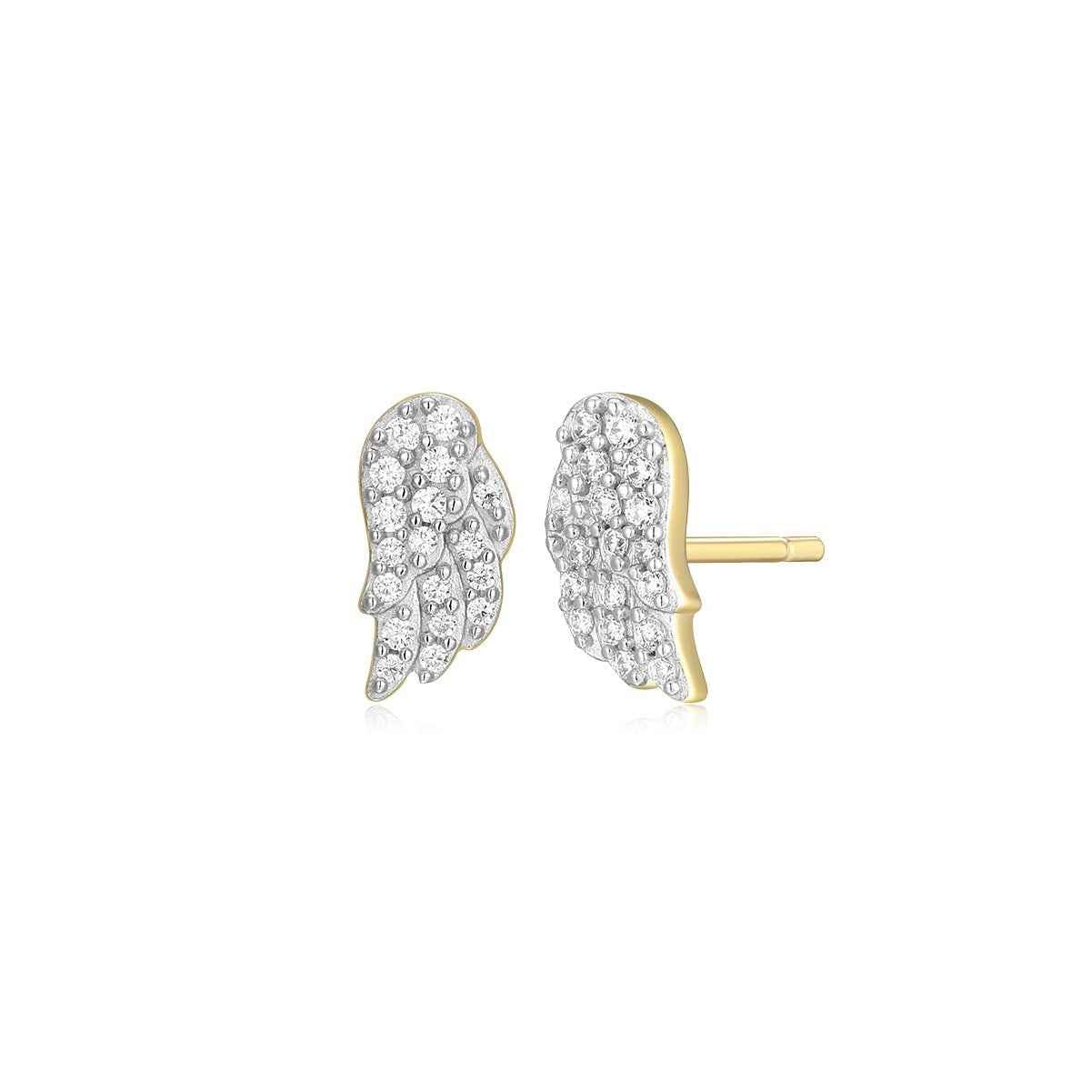 M by Monte Luna 1/8 ct. tw. Lab-Grown Diamond Wing Earrings in 14K Yellow Gold Plated Sterling Silver
