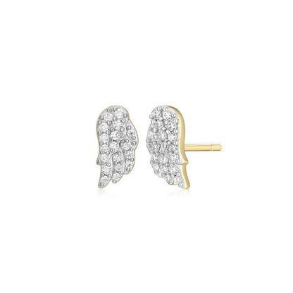 M by Monte Luna 1/8 ct. tw. Lab-Grown Diamond Wing Earrings in 14K Yellow Gold Plated Sterling Silver