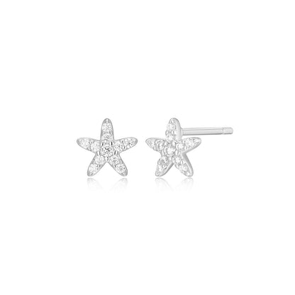 M by Monte Luna 1/8 ct. tw. Lab-Grown Diamond Starfish Earrings in Rhodium Plated Sterling Silver