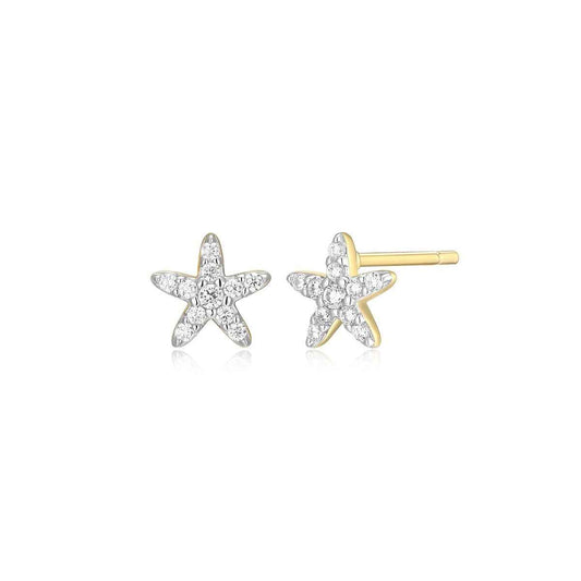 M by Monte Luna 1/8 ct. tw. Lab-Grown Diamond Starfish Earrings in 14K Yellow Gold Plated Sterling Silver