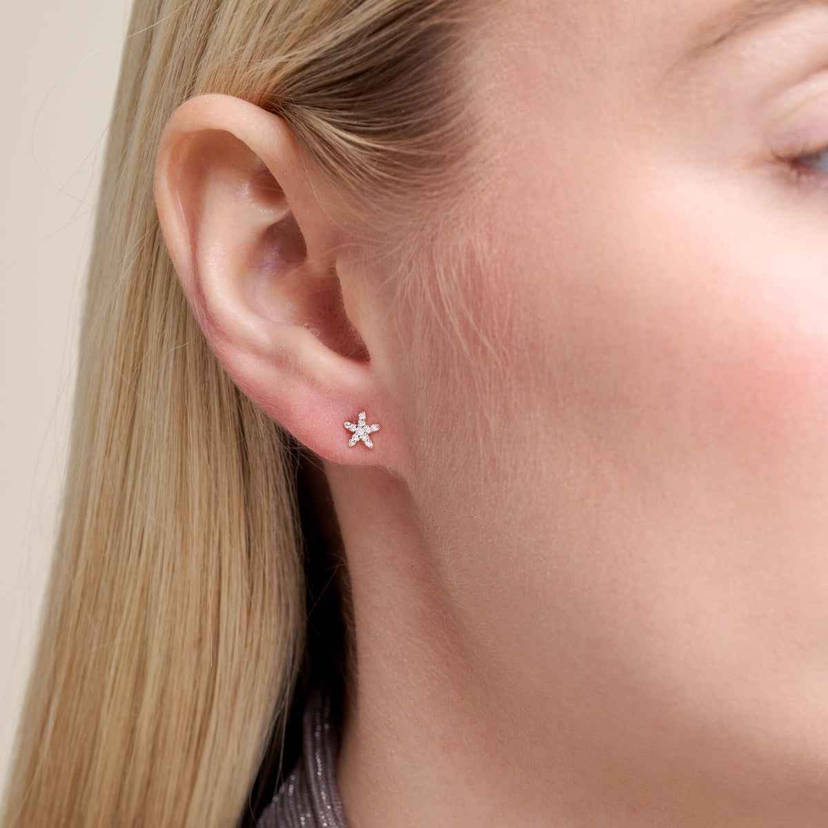 M by Monte Luna 1/8 ct. tw. Lab-Grown Diamond Starfish Earrings in 14K Yellow Gold Plated Sterling Silver