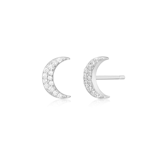 M by Monte Luna 1/10 ct. tw. Lab-Grown Diamond Moon Earrings in Rhodium Plated Sterling Silver